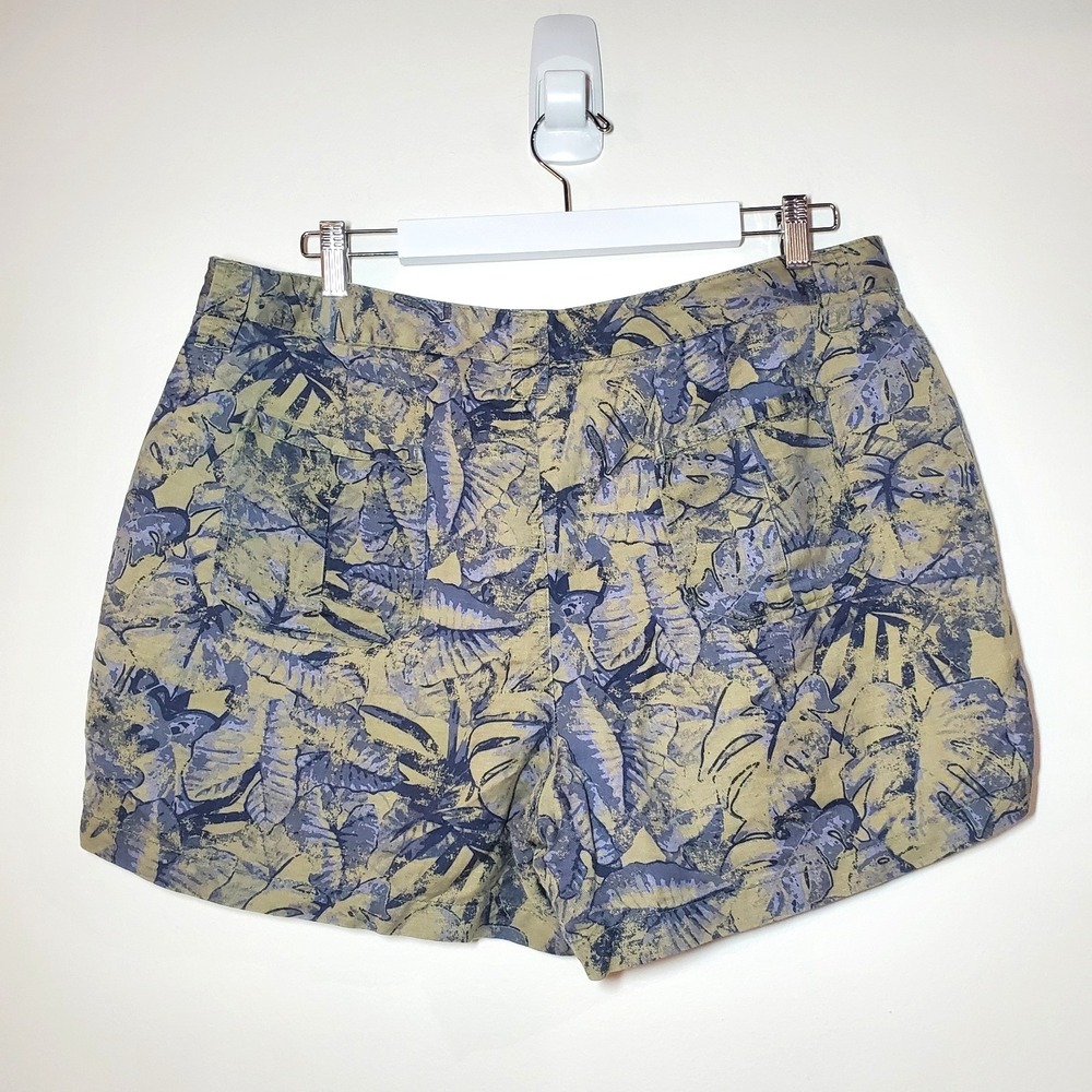 Ruff Hewn Women's Linen Cotton‎ Blend Midrise Shorts Floral Botanical Leaf Sz 16 - Picture 3 of 7